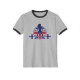 UK Collection - Unisex Cotton Ringer T-Shirt - Front Logo Front Plain Back