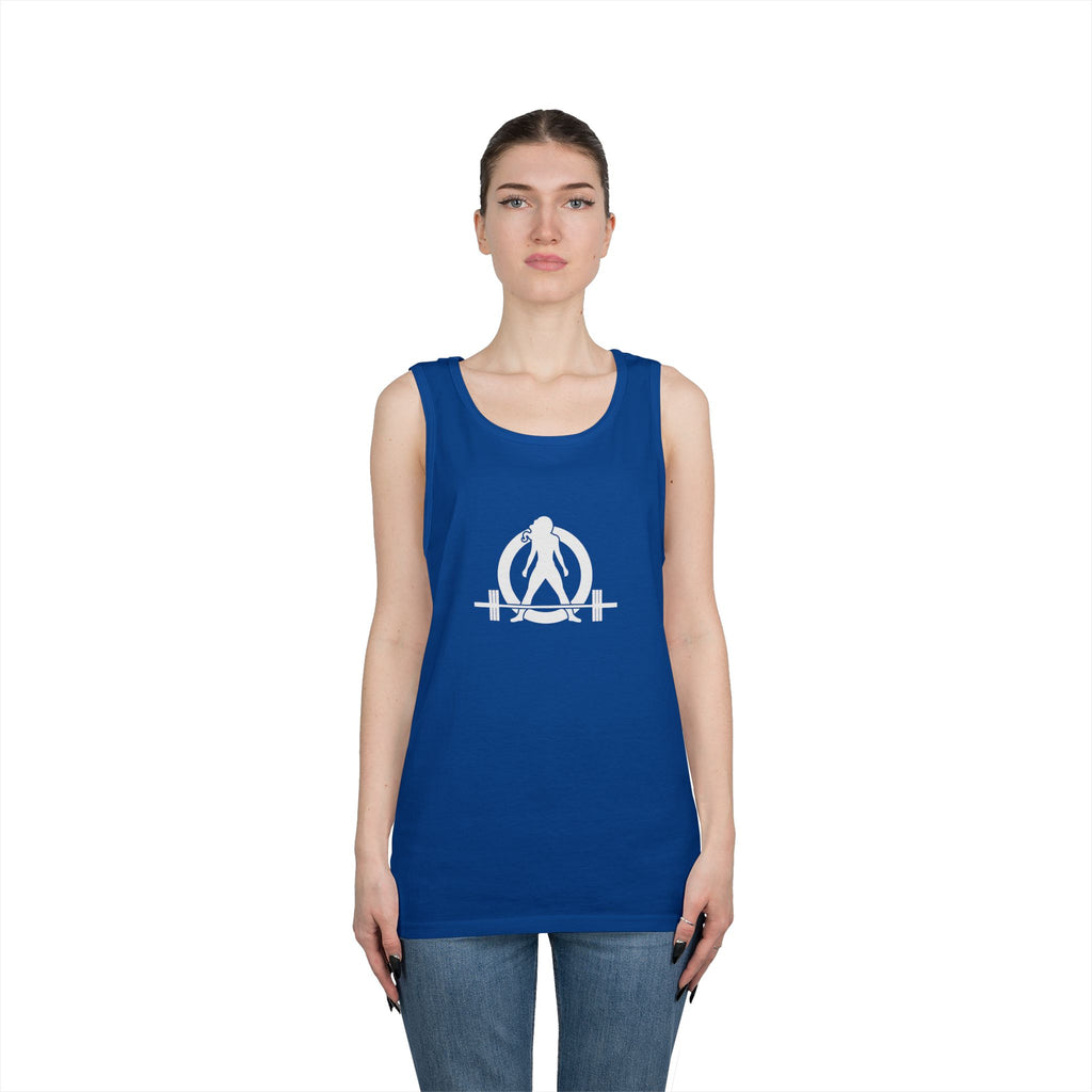 Unisex Heavy Cotton Tank Top -  White Logo - Kick Your Ass