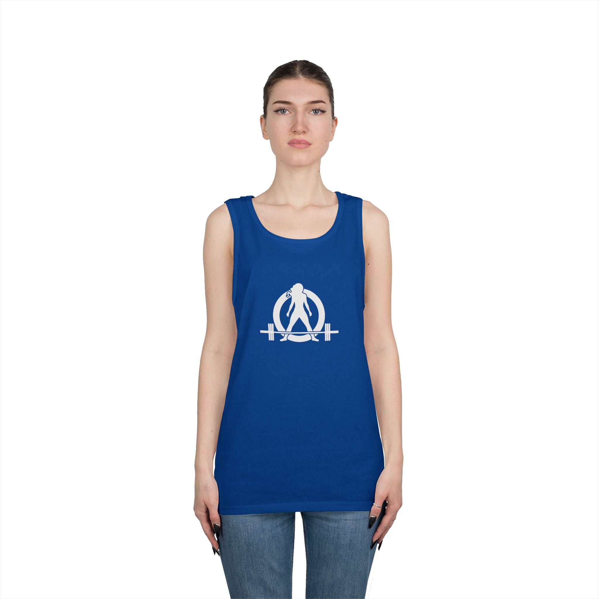 Unisex Heavy Cotton Tank Top -  White Logo - Kick Your Ass