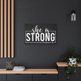 She is Strong - Proverbs 31:25 - Inspirational Canvas Wall Art