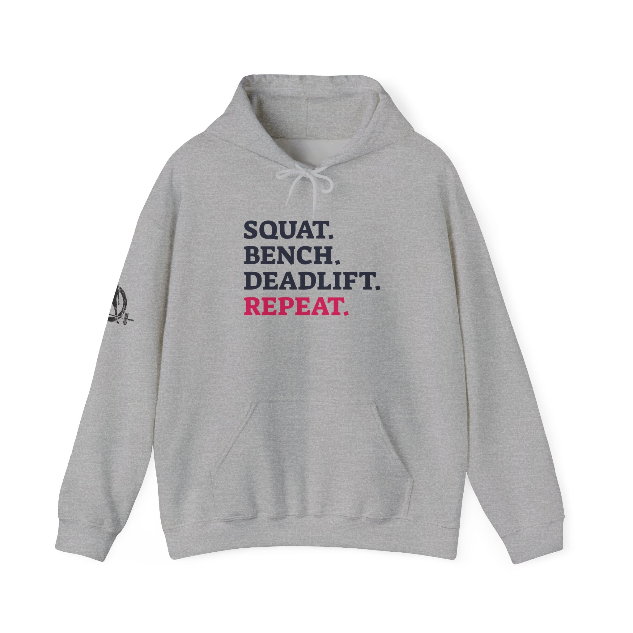 WWLW “Squat • Bench • Deadlift • Repeat” Hoodie - Front Logo Plain Black