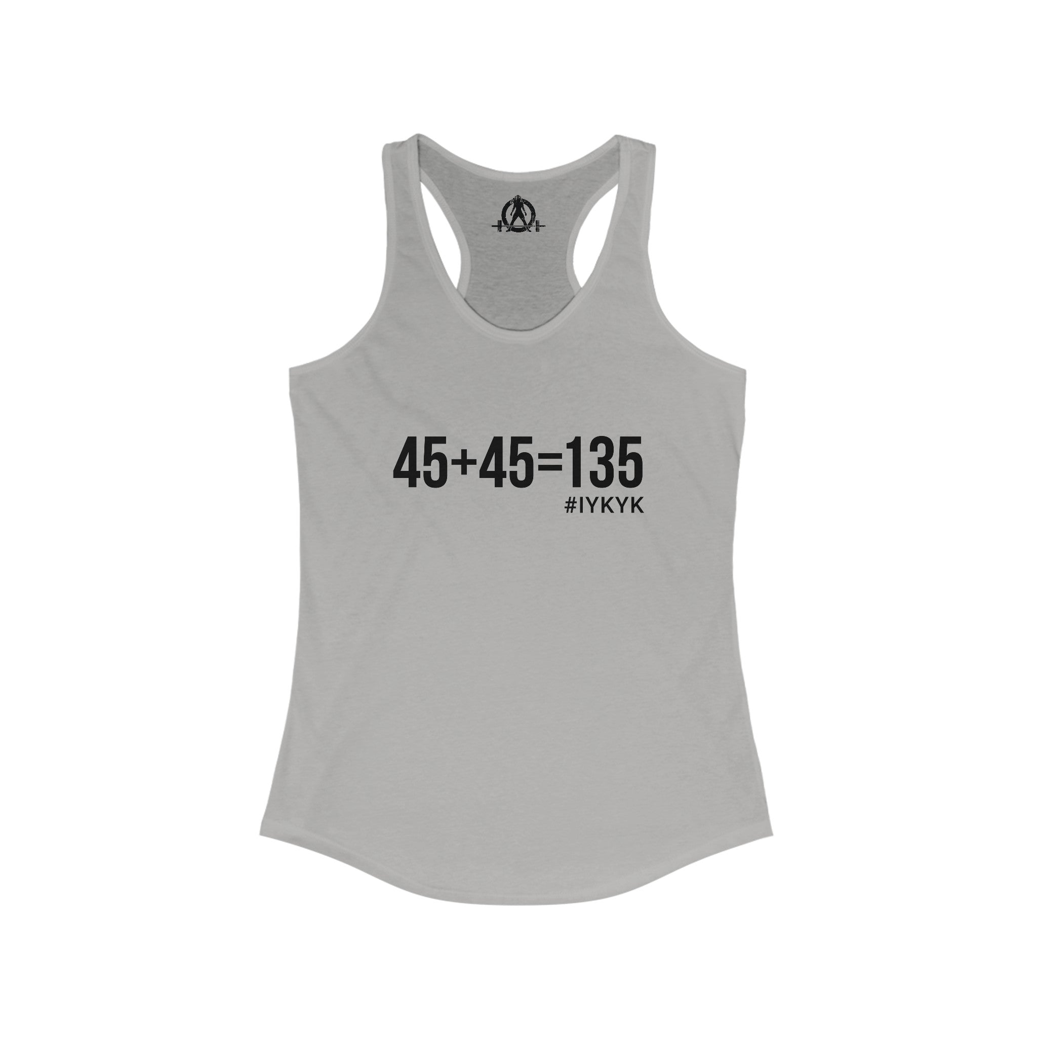 45 + 45 = 135 - Women's Ideal Racerback Tank - Black Print Front