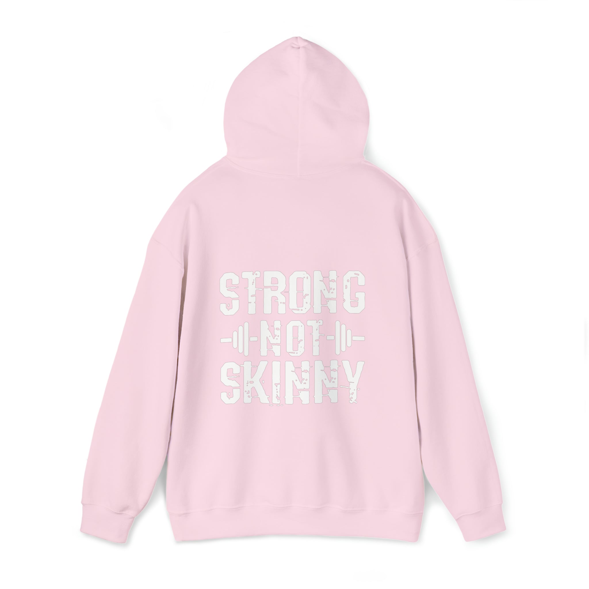 Strong Not Skinny - White Distressed Logo - Unisex Heavy Blend Hooded Sweatshirt