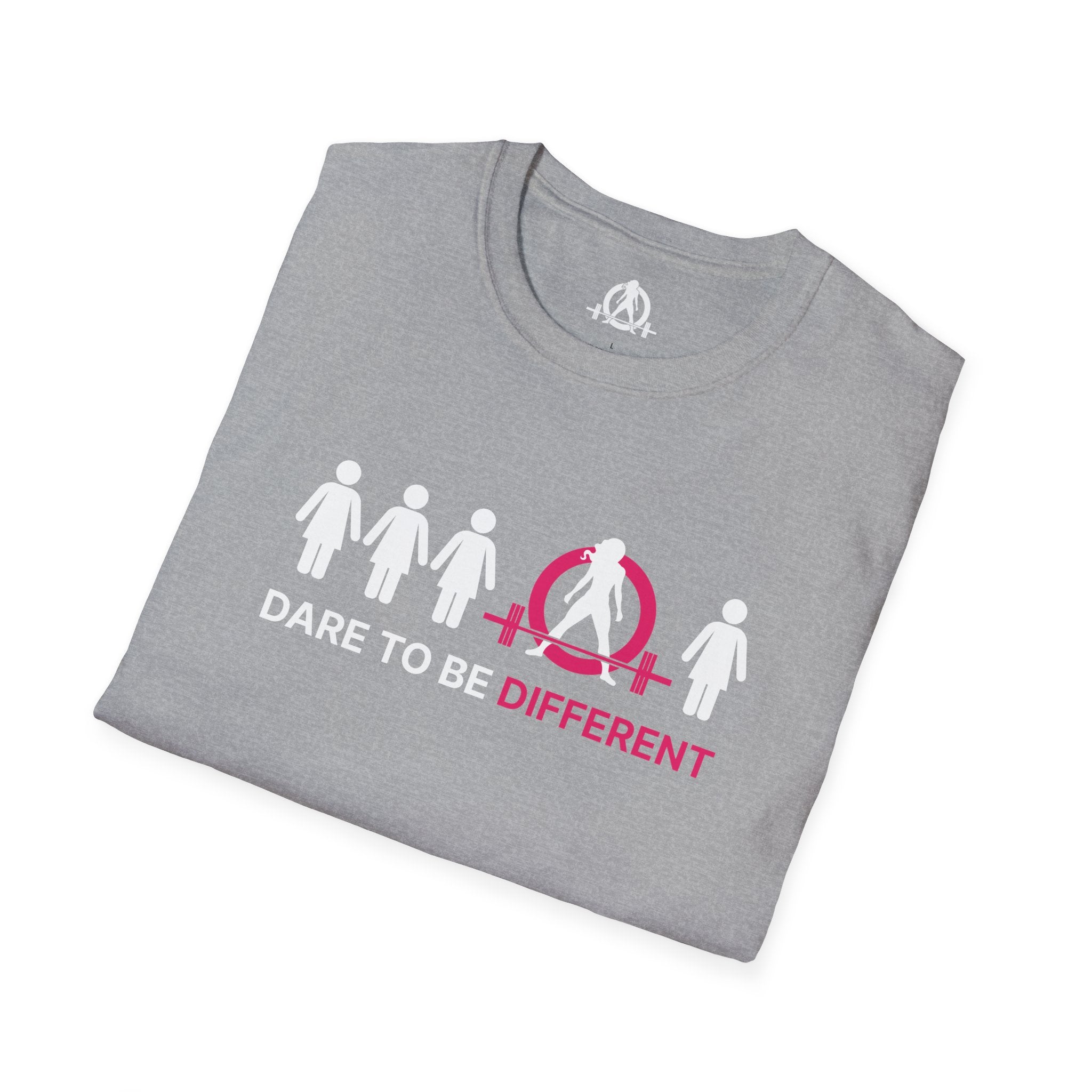 Dare To Be Different - Deadlift - Unisex Softstyle T-Shirt - White Logo Front