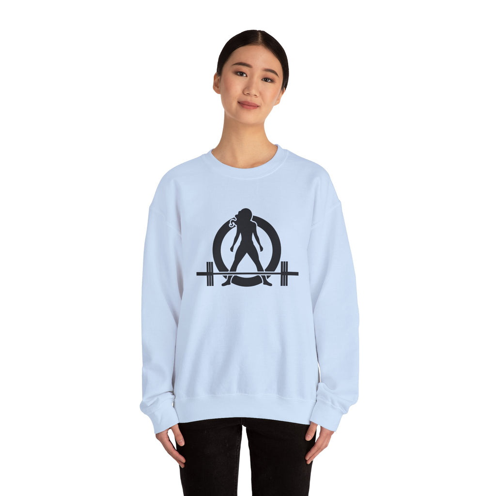 Lift Heavy Run Fast - Unisex Heavy Blend™ Crewneck Sweatshirt - Black Logo Front & Back