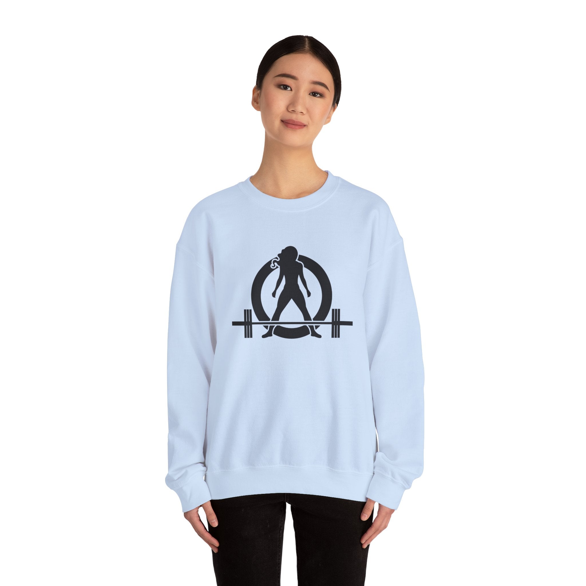Lift Heavy Run Fast - Unisex Heavy Blend™ Crewneck Sweatshirt - Black Logo Front & Back