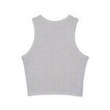 Chic Women's Micro Rib Tank Top, Casual Summer Top, Workout Tank, Layering Piece, Activewear, Relaxed Fit - Black Logo