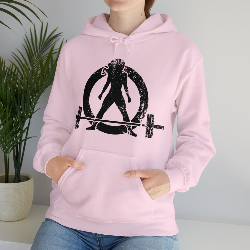 Distressed Black Logo - Plain Back - Unisex Heavy Blend Hooded Sweatshirt