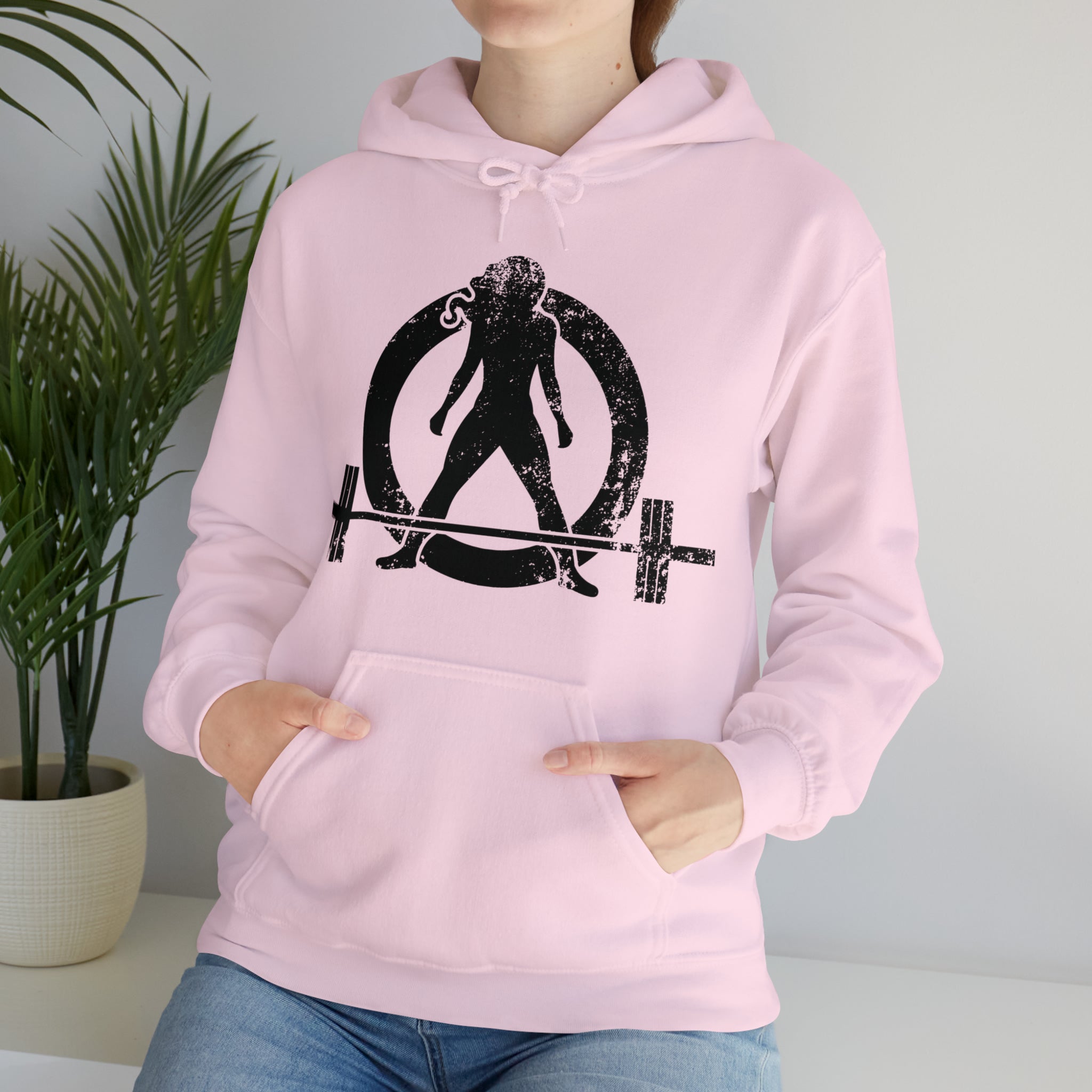 Distressed Black Logo - Plain Back - Unisex Heavy Blend Hooded Sweatshirt