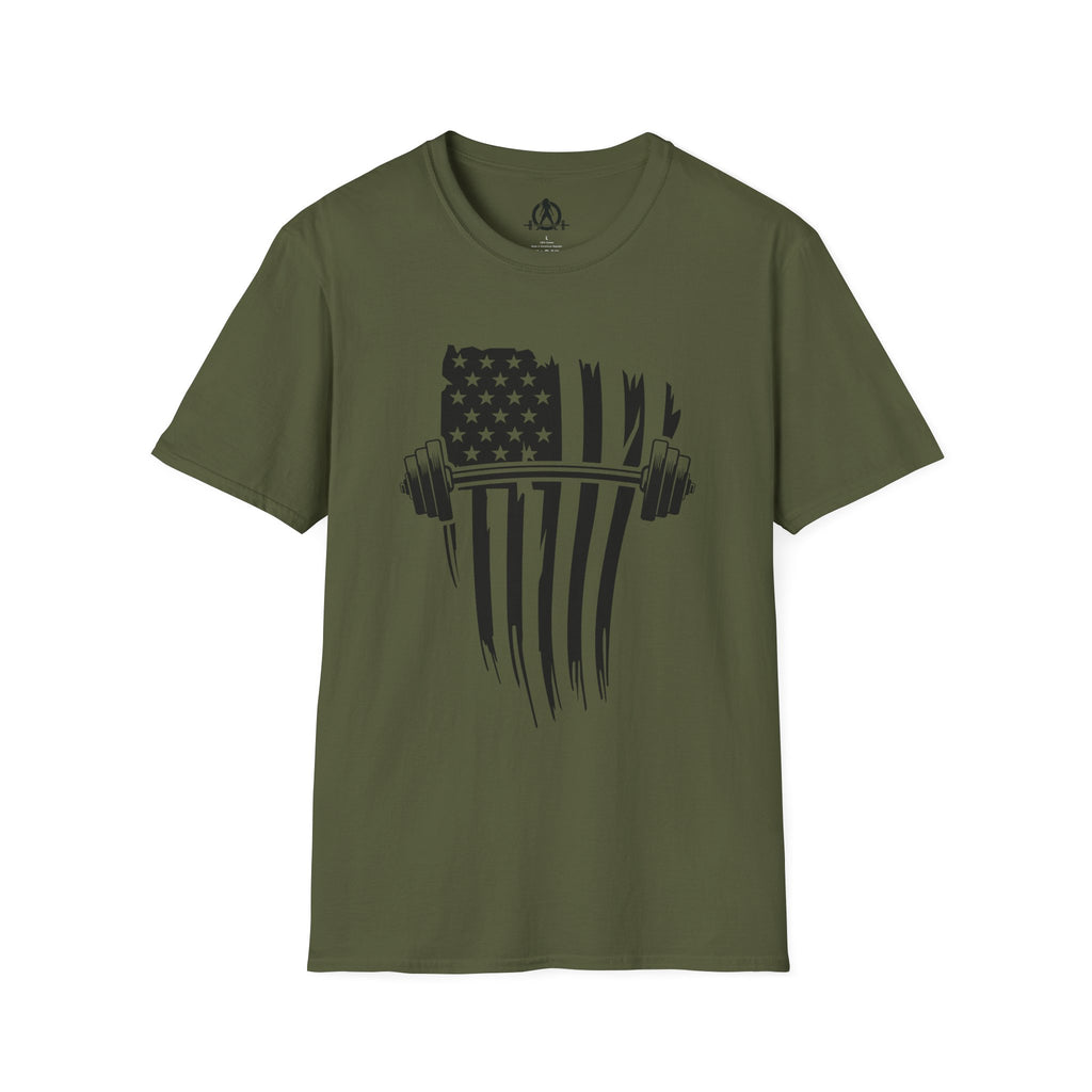 USA Barbell  - Unisex Softstyle T-Shirt - Black Logo - Plain Back