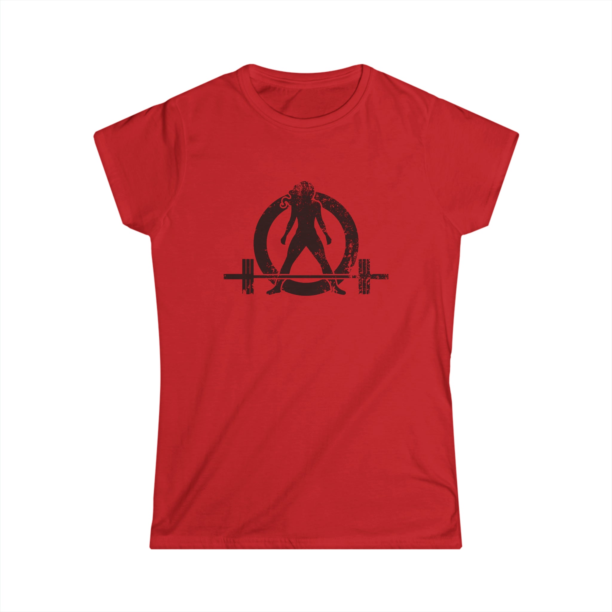 Women's Softstyle Tee - Distressed Black Logo - Plain Back