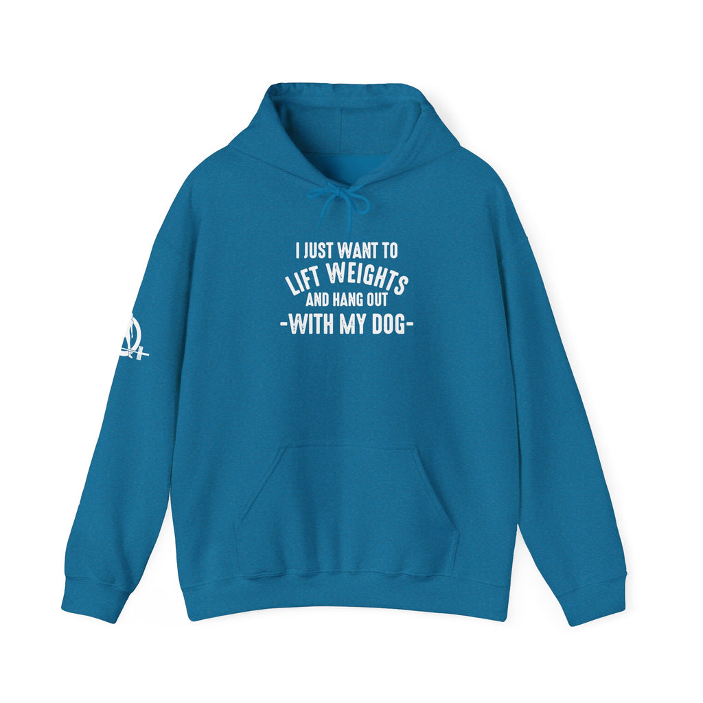 Lift Weights & Hang Out With My Dog  - White Logo  - Unisex Heavy Blend Hooded Sweatshirt