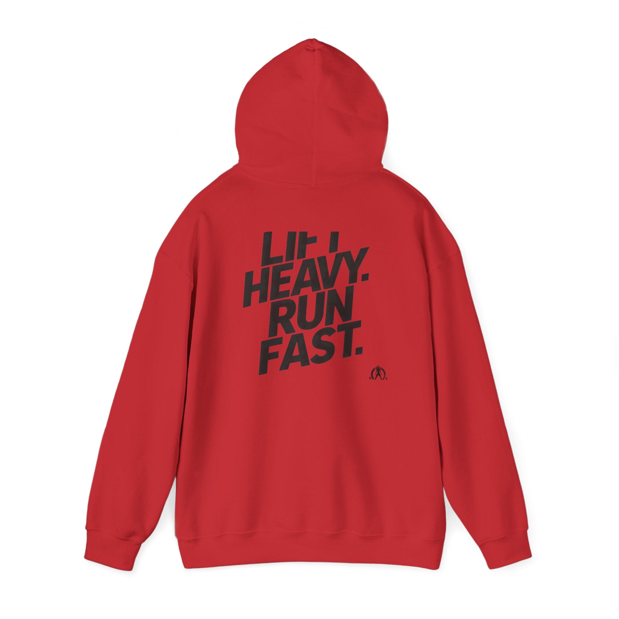 Lift Heavy Run Fast - Unisex Heavy Blend Hooded Sweatshirt  - Front & Back Black Logo