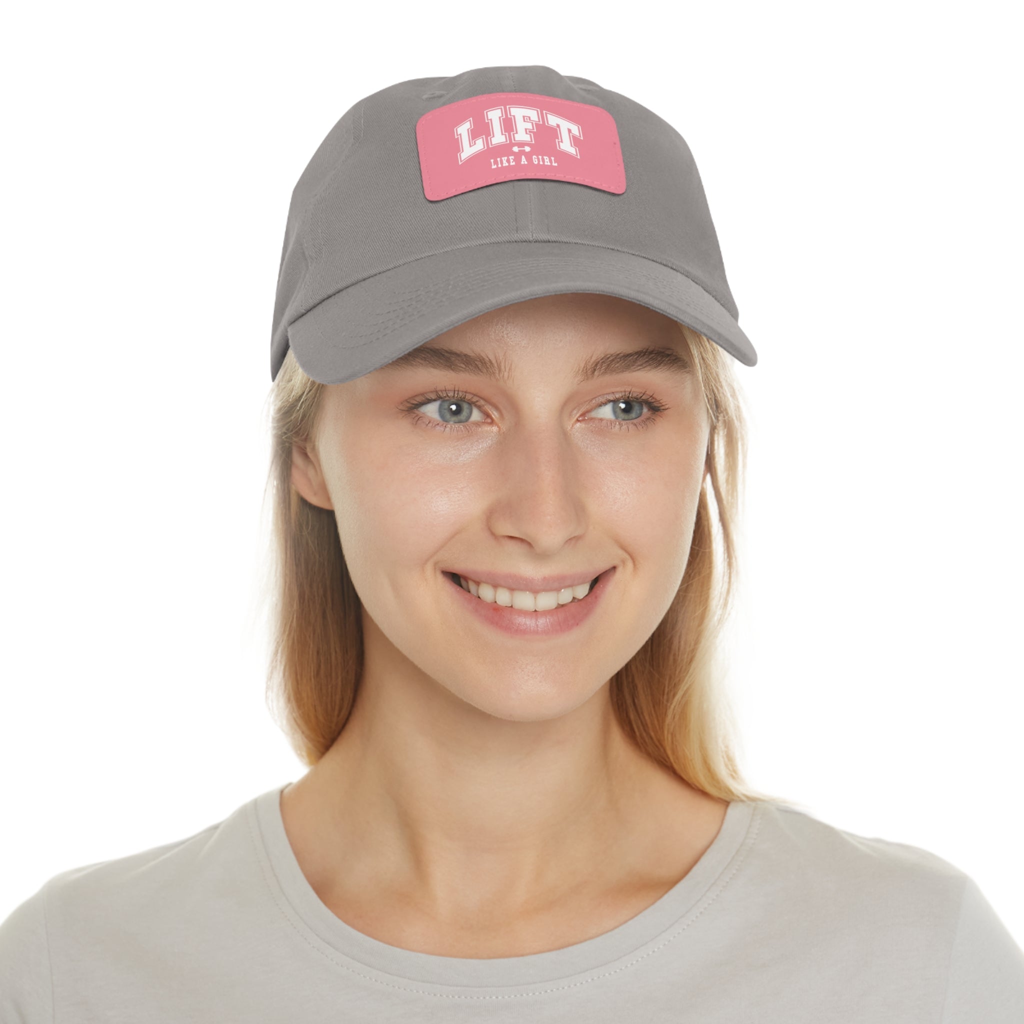 Lift Like A Girl - Dad Hat with Leather Patch (Rectangle) - White Font