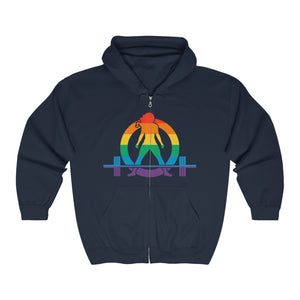 Pride Logo Front Chest - Unisex Heavy Blend Full Zip Hooded Sweatshirt -  Plain Back