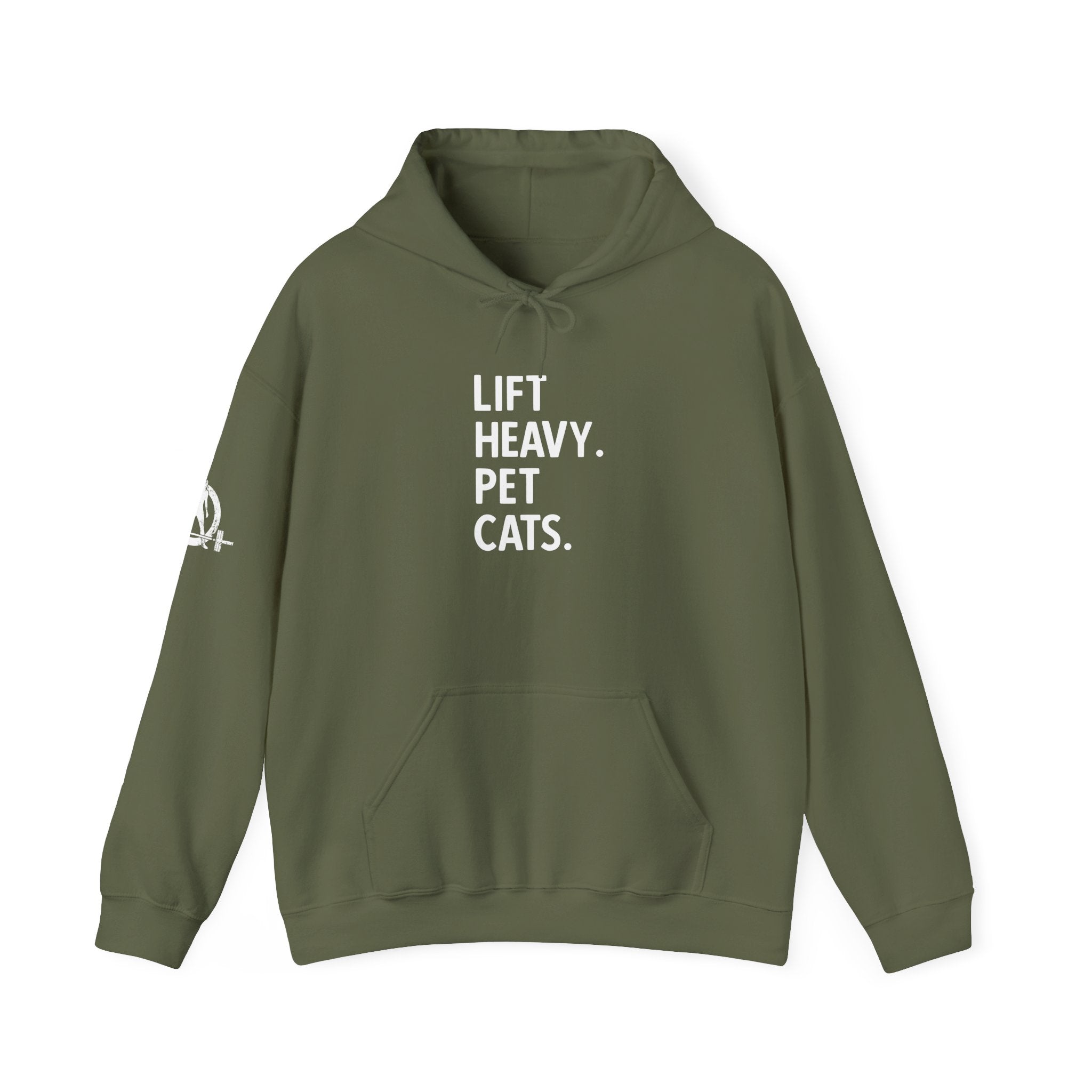 Lift Heavy Pet Cats - Unisex Heavy Blend Hooded Sweatshirt - White Logo