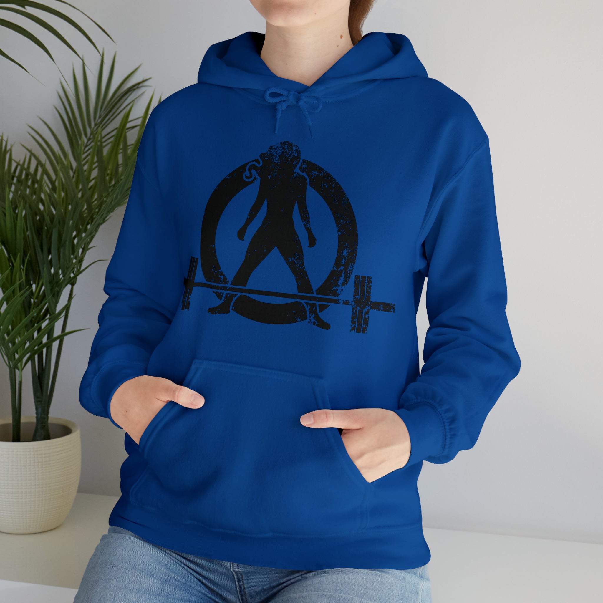 Distressed Black Logo - Plain Back - Unisex Heavy Blend Hooded Sweatshirt