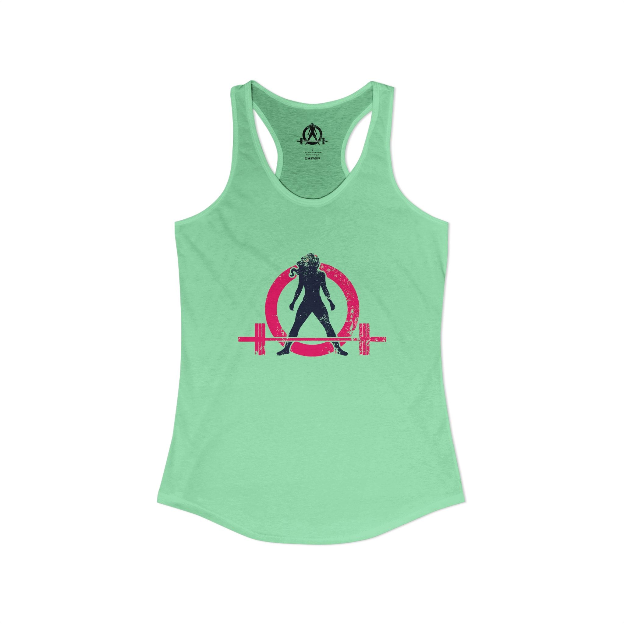 Distressed - Simple - Women's Ideal Racerback Tank - Color Inverted Logo Front - Plain Back