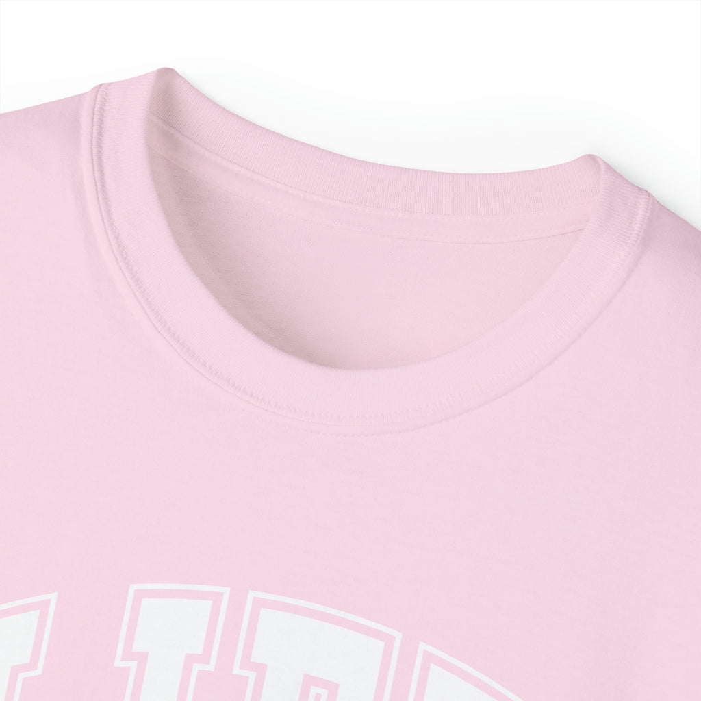 Lift Like A Girl - Unisex Ultra Cotton Tee - Front White Logo - Plain Back