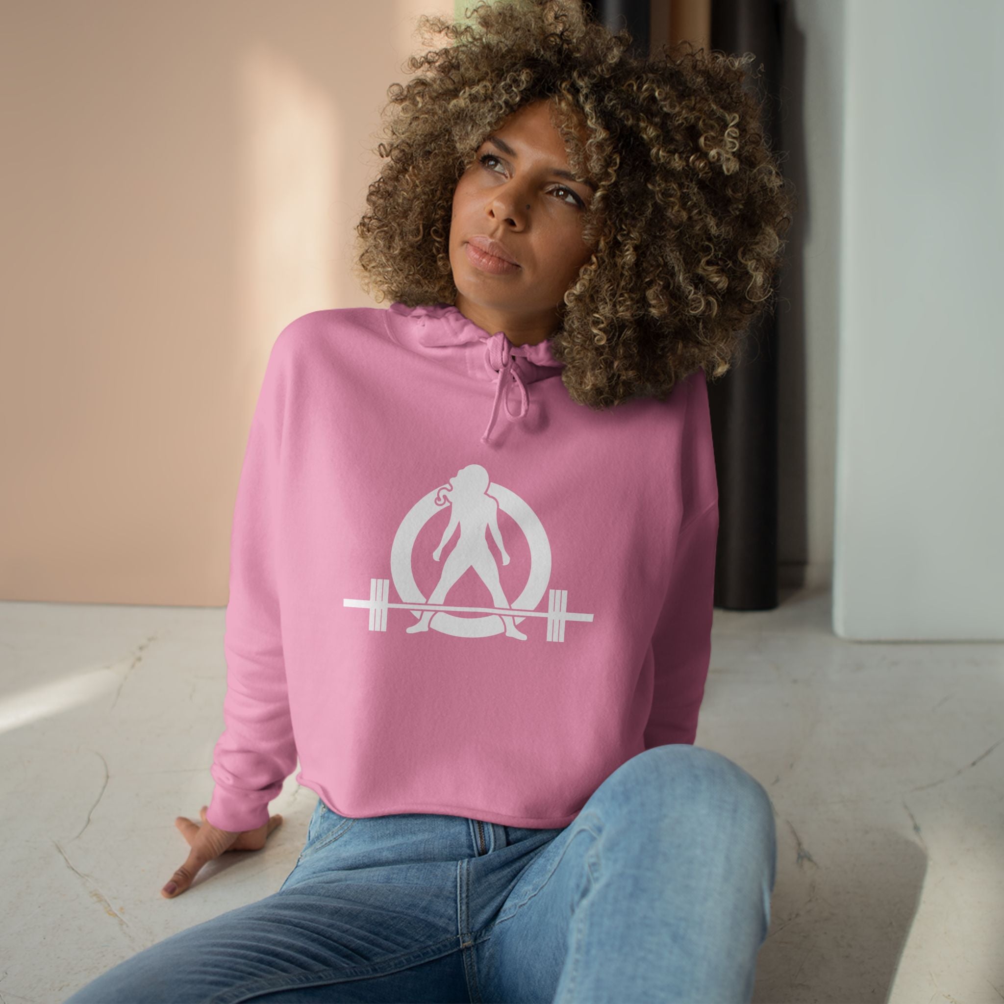 Empowered Crop Hoodie – For Strong Women Who Lift - White Classic WWLW  Logo
