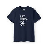 Lift Heavy Pet Cats - Unisex Ultra Cotton Tee - White Logo