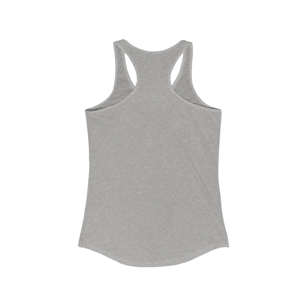Coffee & Barbells - Women's Ideal Racerback Tank - White Logo Plain Back