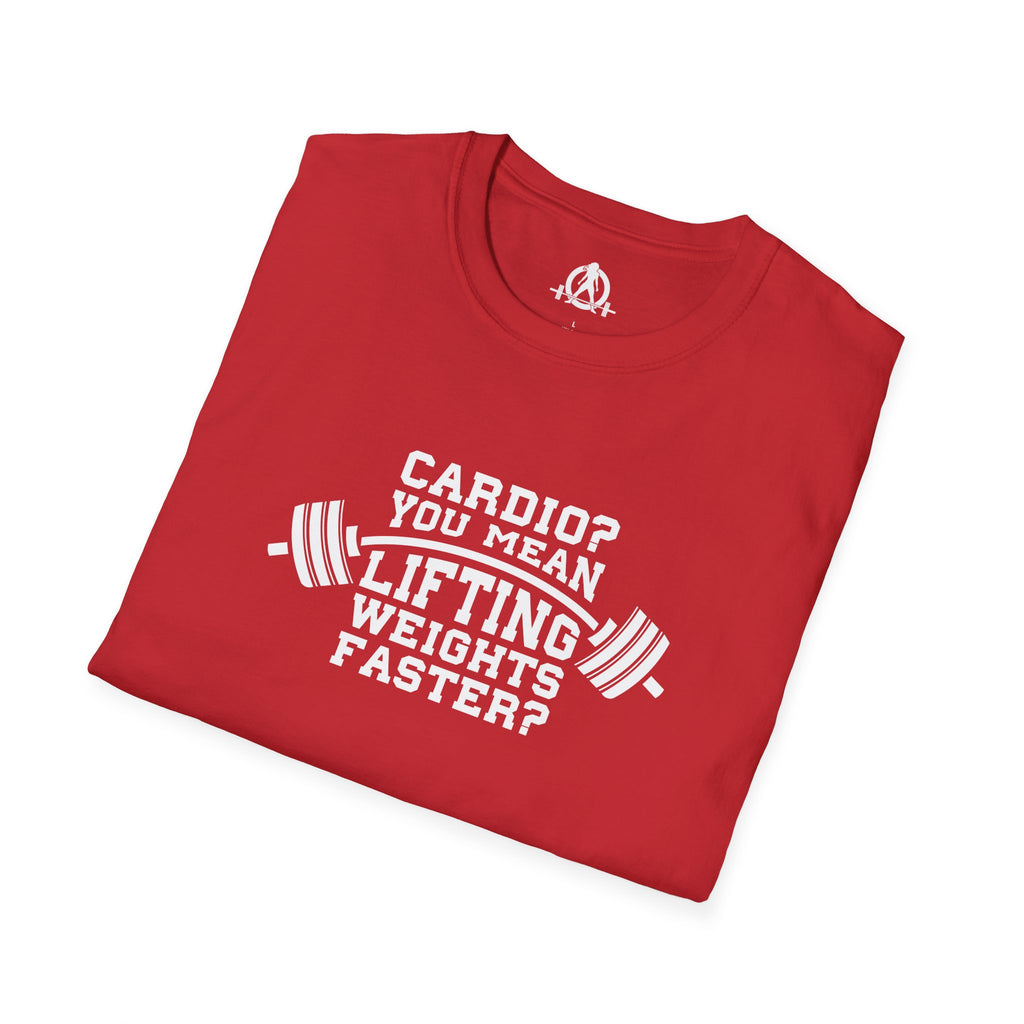 Cardio? Lift Weights Faster - Unisex Softstyle T-Shirt - Front Logo