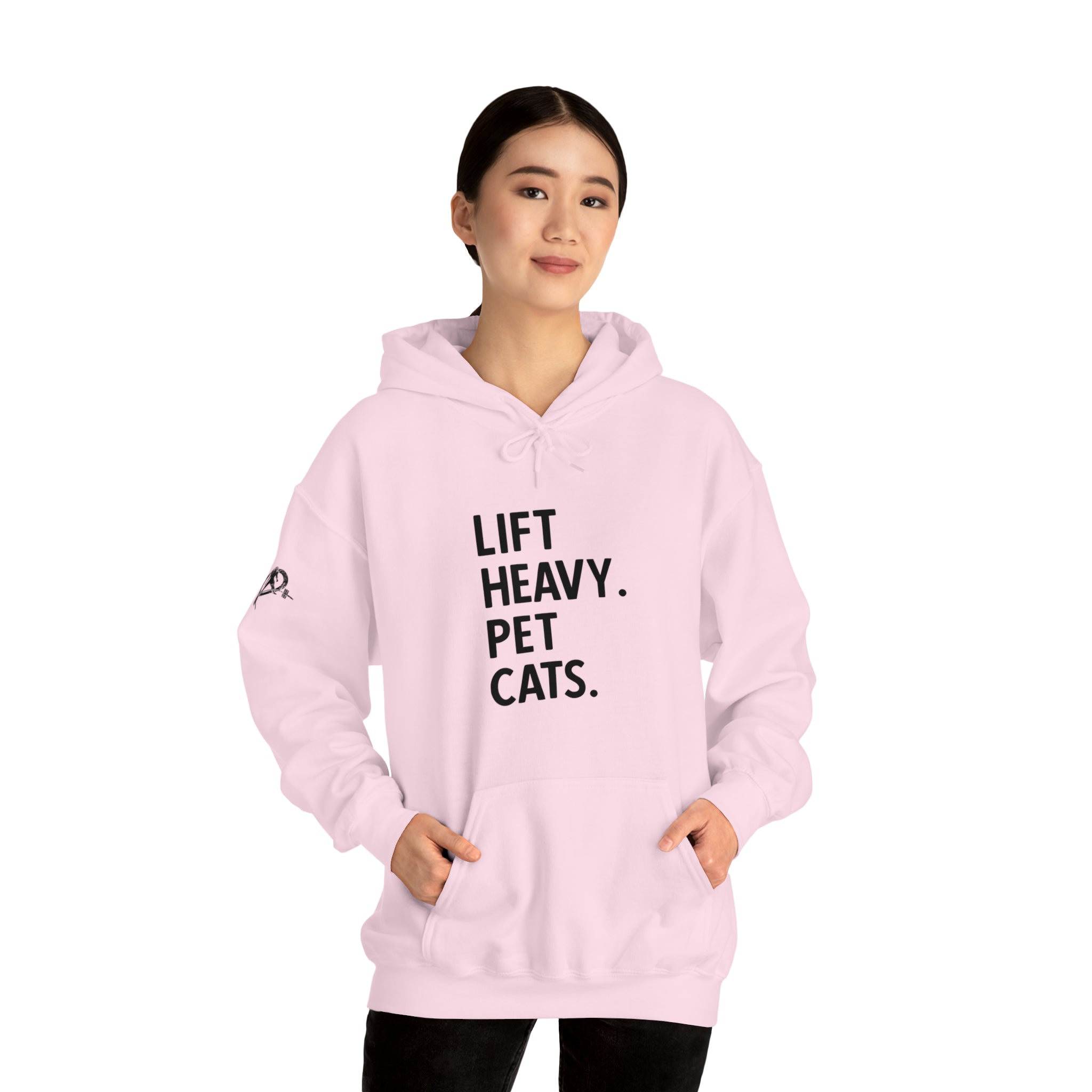 Lift Heavy Pet Cats - Unisex Heavy Blend Hooded Sweatshirt - Black Logo