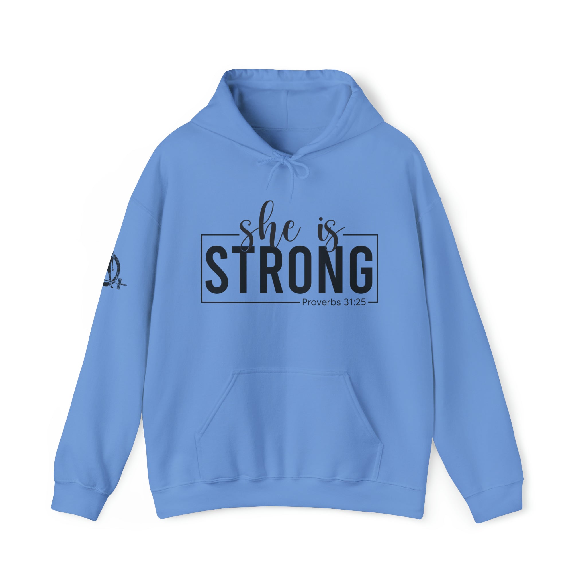 She is Strong - Unisex Heavy Blend Hooded Sweatshirt - Dark Logo - Plain Back