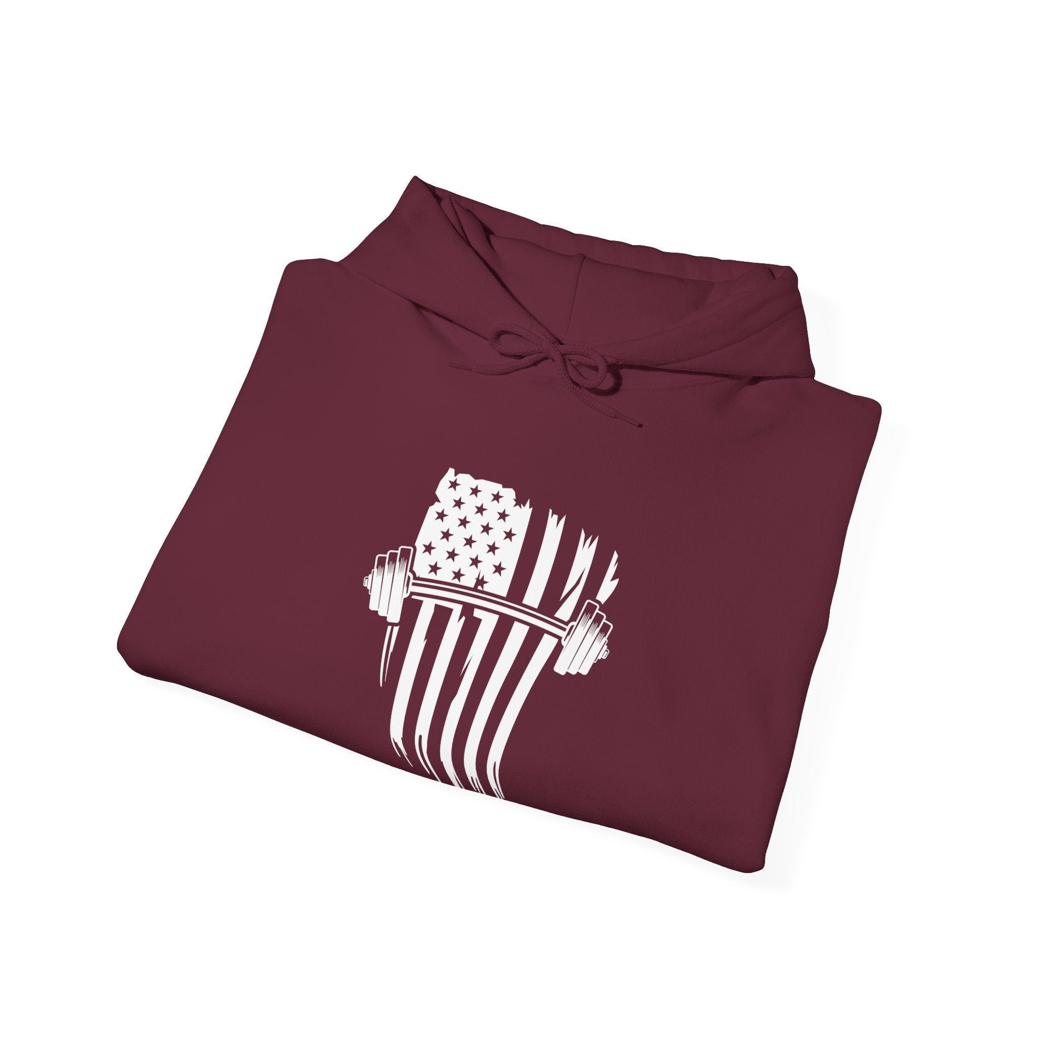 USA Barbell - Unisex Heavy Blend Hooded Sweatshirt  - Front White Logo