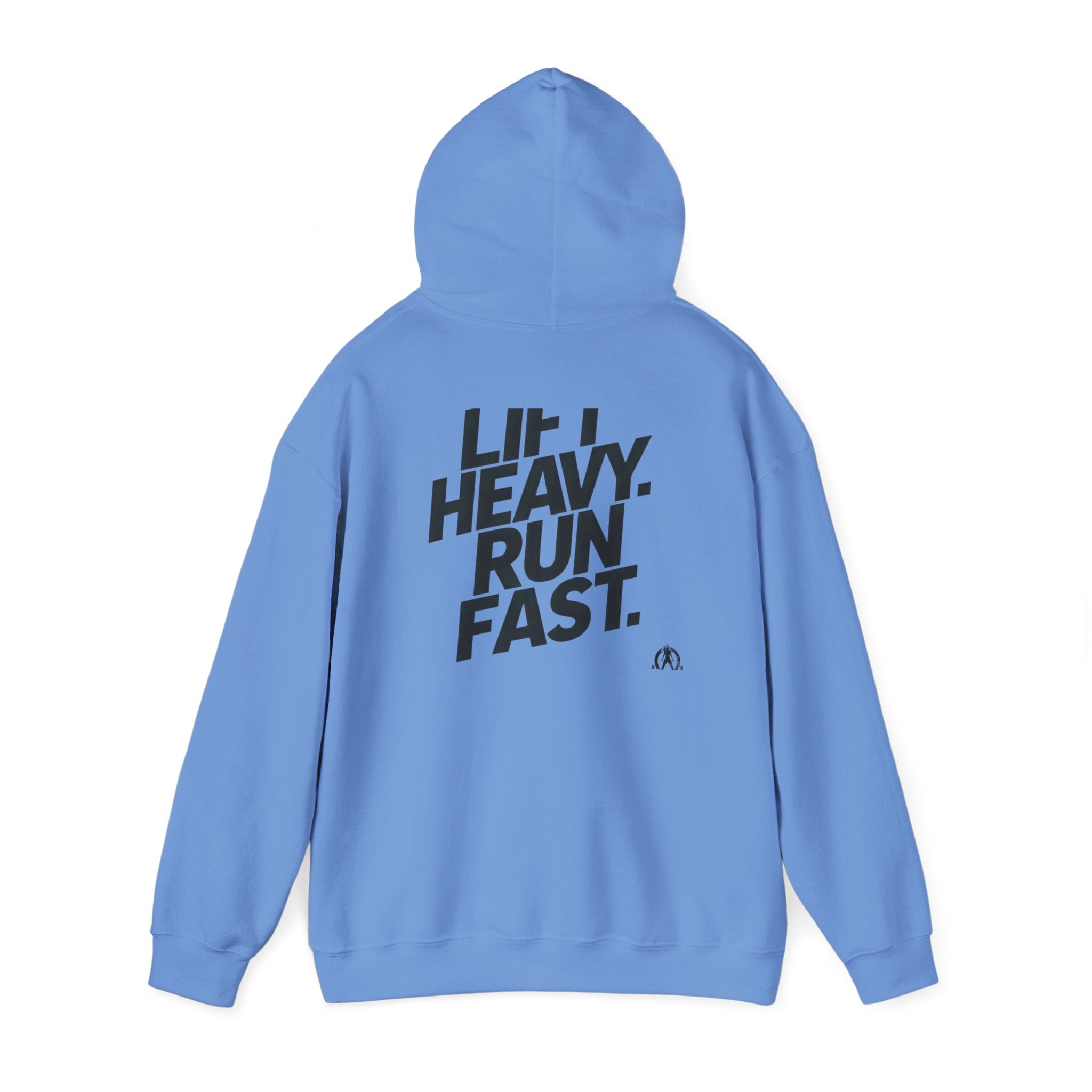 Lift Heavy Run Fast - Unisex Heavy Blend Hooded Sweatshirt  - Front & Back Black Logo