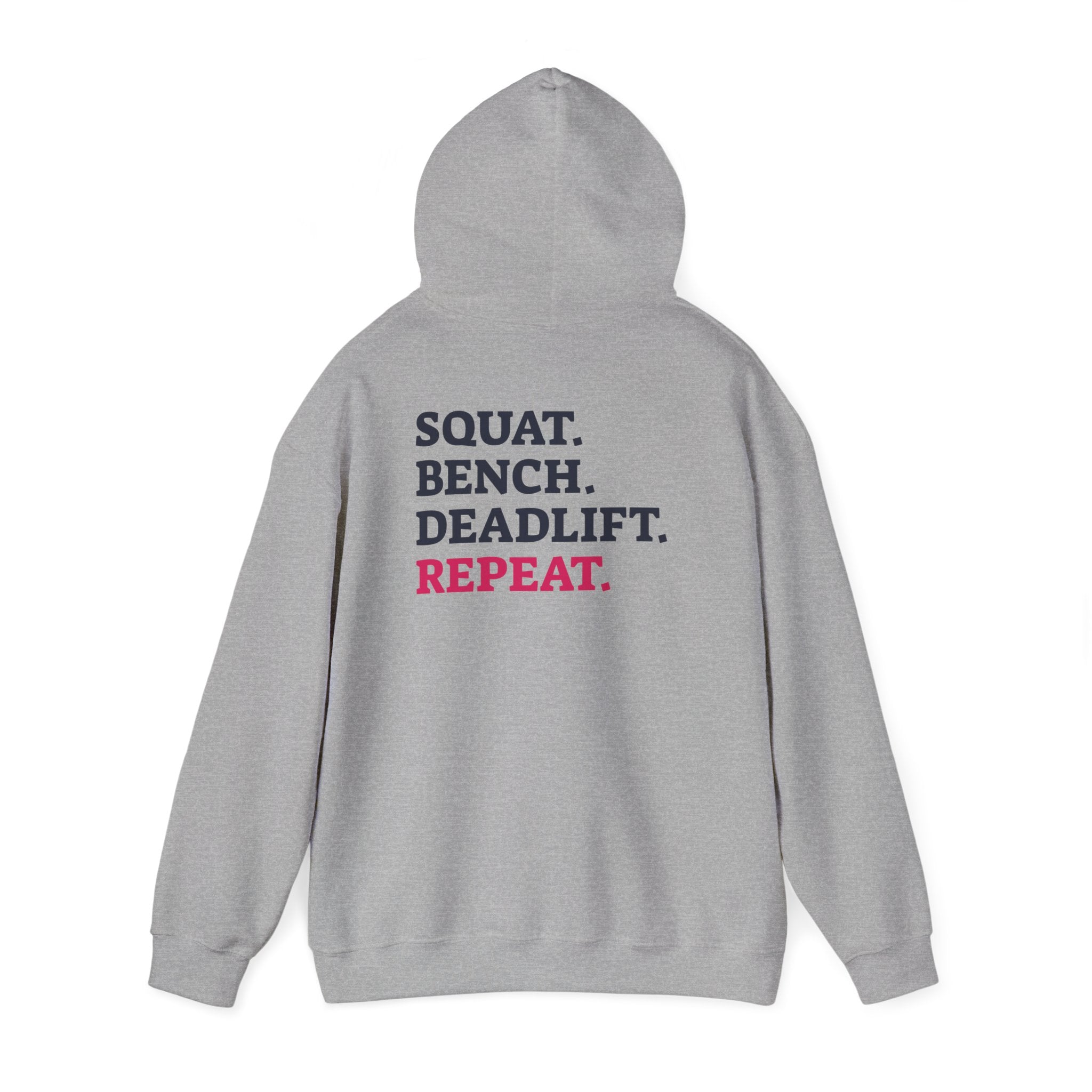 WWLW “Squat • Bench • Deadlift • Repeat” Hoodie - Black Logo Back