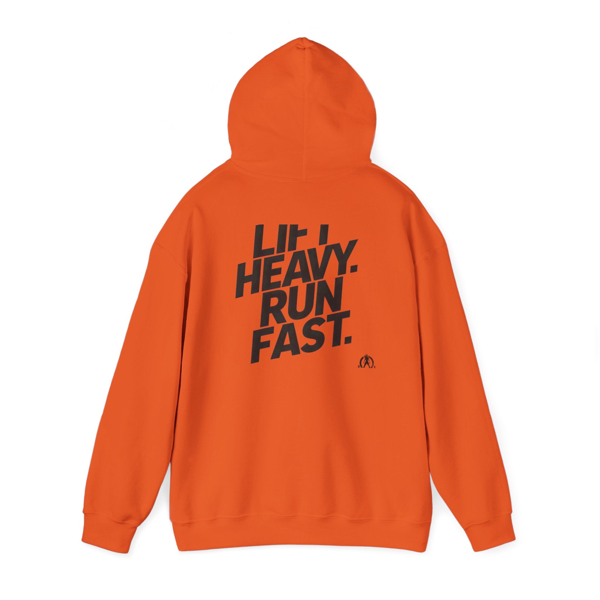 Lift Heavy Run Fast - Unisex Heavy Blend Hooded Sweatshirt  - Front & Back Black Logo