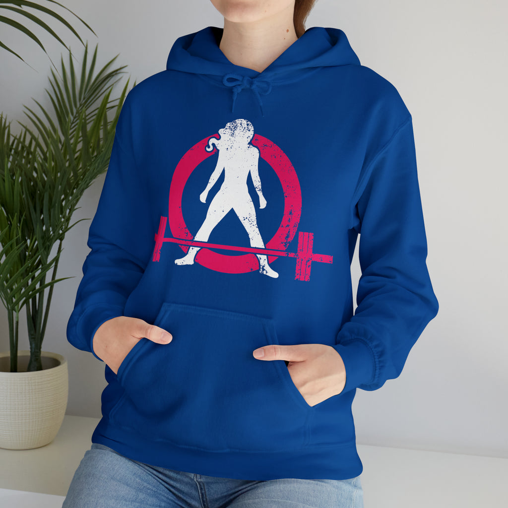 COFFEE and a Barbell - Unisex Heavy Blend Hooded Sweatshirt - Dark Logo