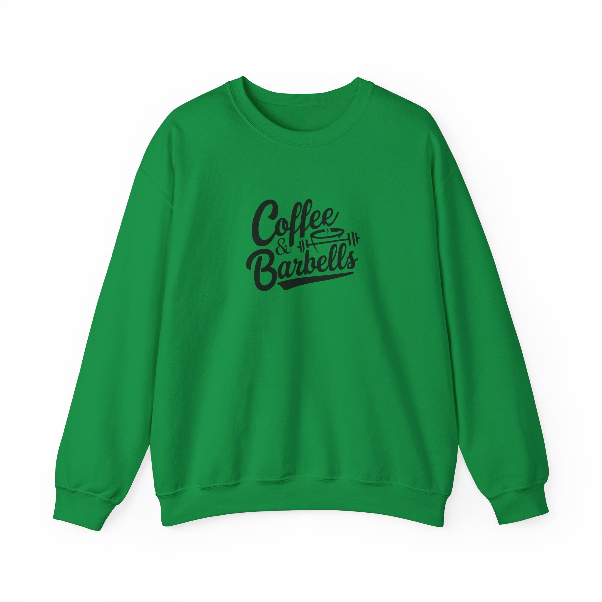 Coffee & Barbells - Unisex Heavy Blend™ Crewneck Sweatshirt - Black Logo on Front