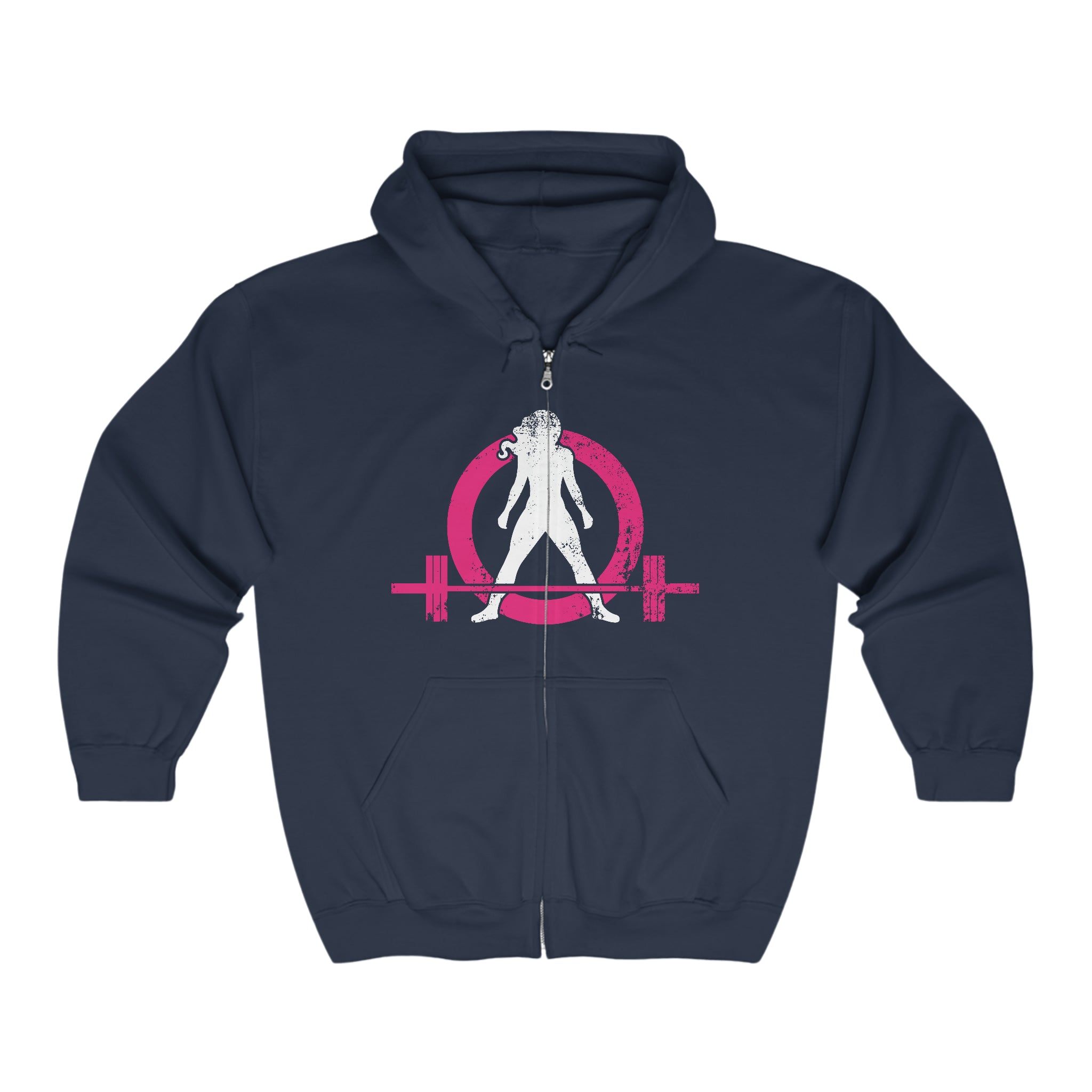 Distressed Logo - Unisex Heavy Blend™ Full Zip Hooded Sweatshirt - Color Inverted Logo