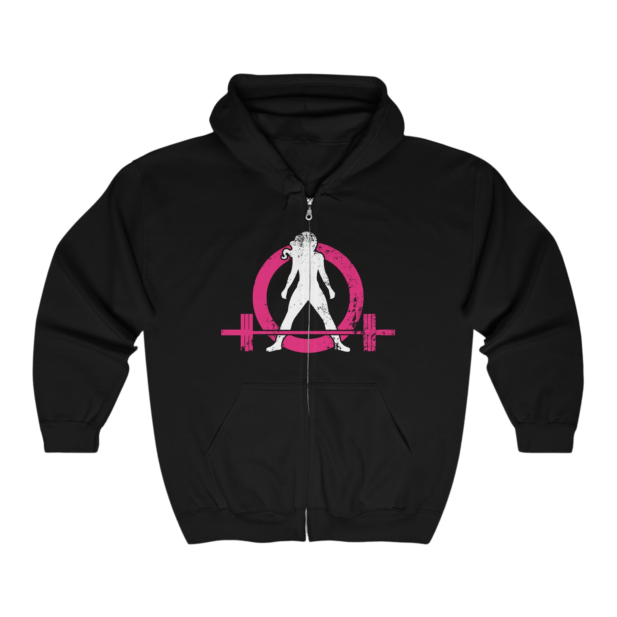 Distressed Logo - Unisex Heavy Blend™ Full Zip Hooded Sweatshirt - Color Inverted Logo