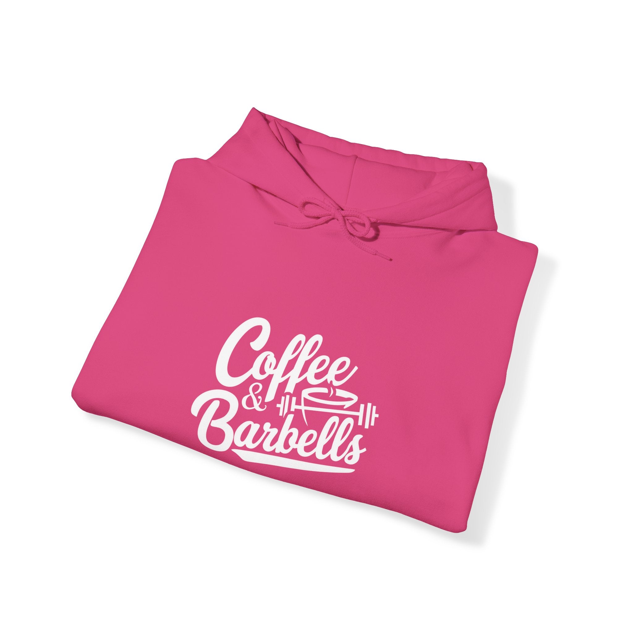 Coffee & Barbells - Unisex Heavy Blend Hooded Sweatshirt - White Logo on Front & Right Sleeve