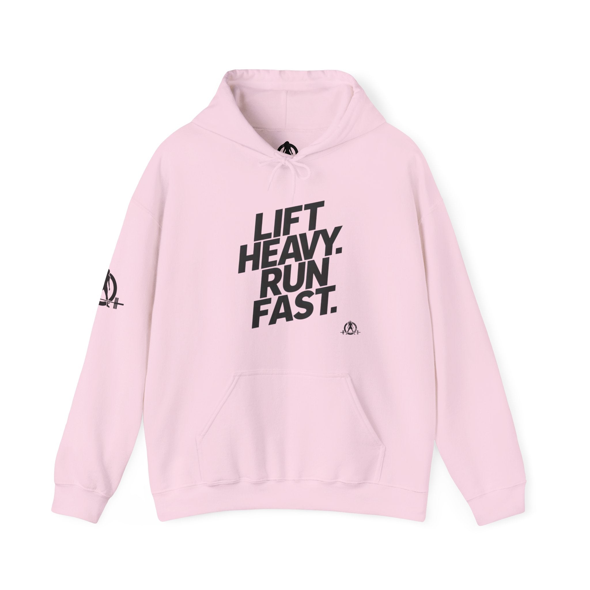 Lift Heavy Run Fast - Unisex Heavy Blend Hooded Sweatshirt  - Front Black Logo