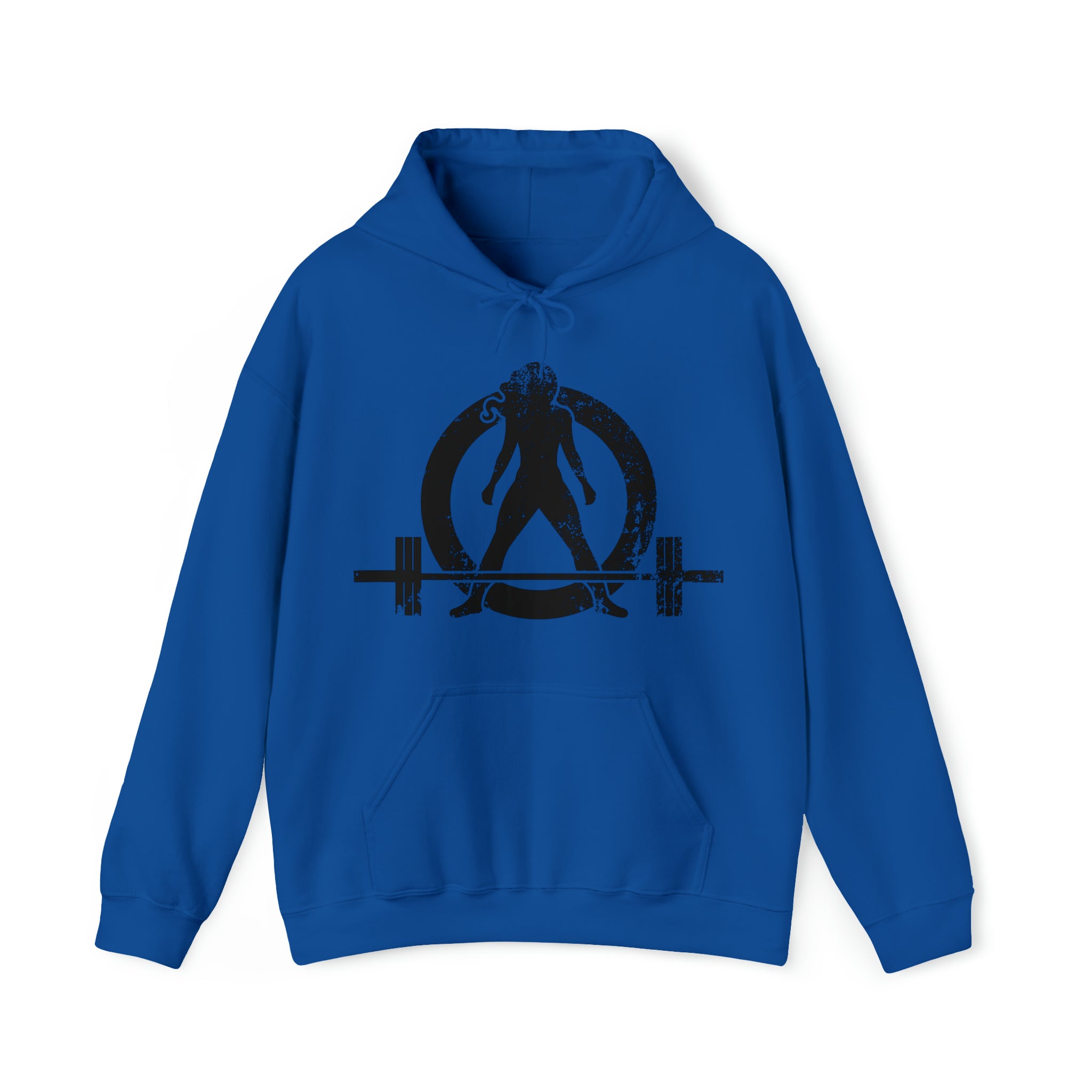 Distressed Black Logo - Plain Back - Unisex Heavy Blend Hooded Sweatshirt