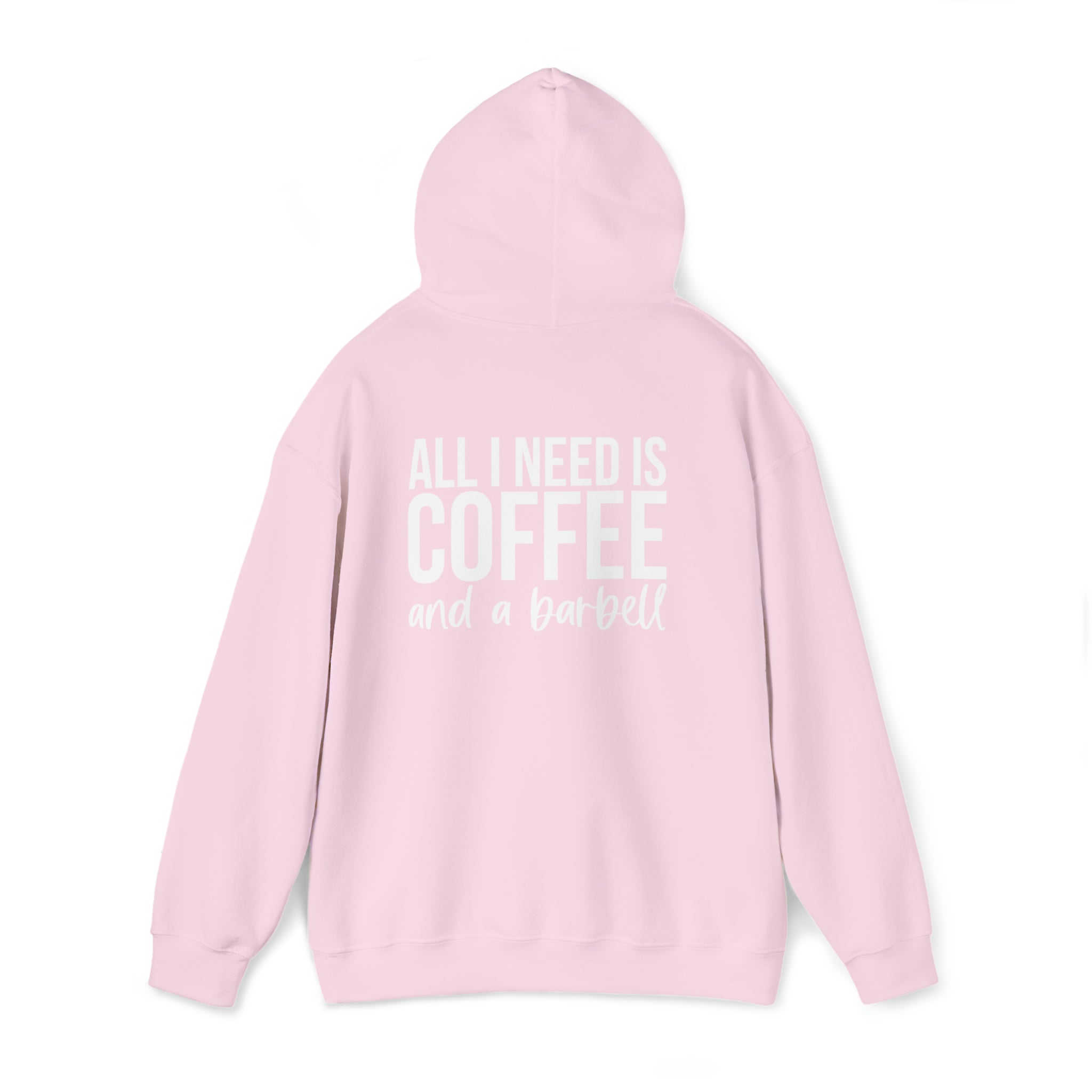COFFEE and a Barbell - Unisex Heavy Blend Hooded Sweatshirt - Dark Logo