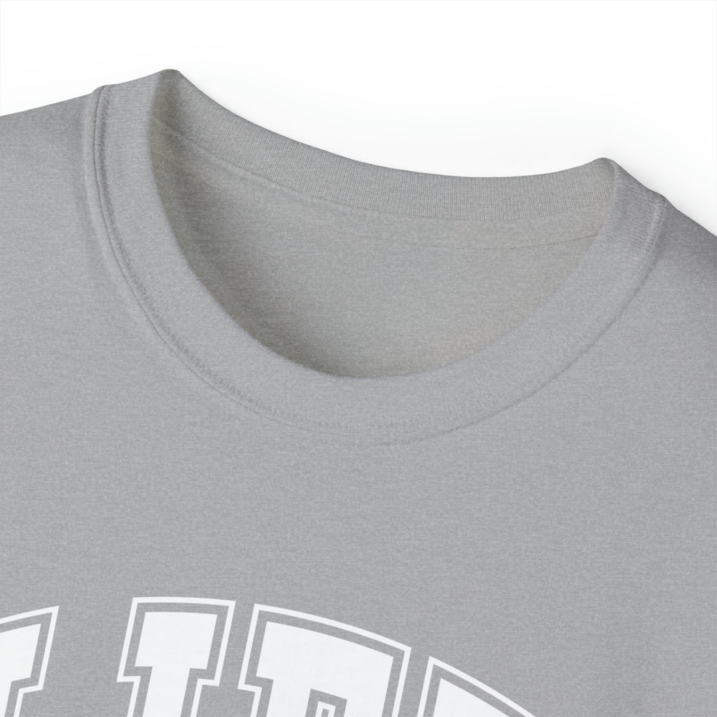 Lift Like A Girl - Unisex Ultra Cotton Tee - Front White Logo - Plain Back