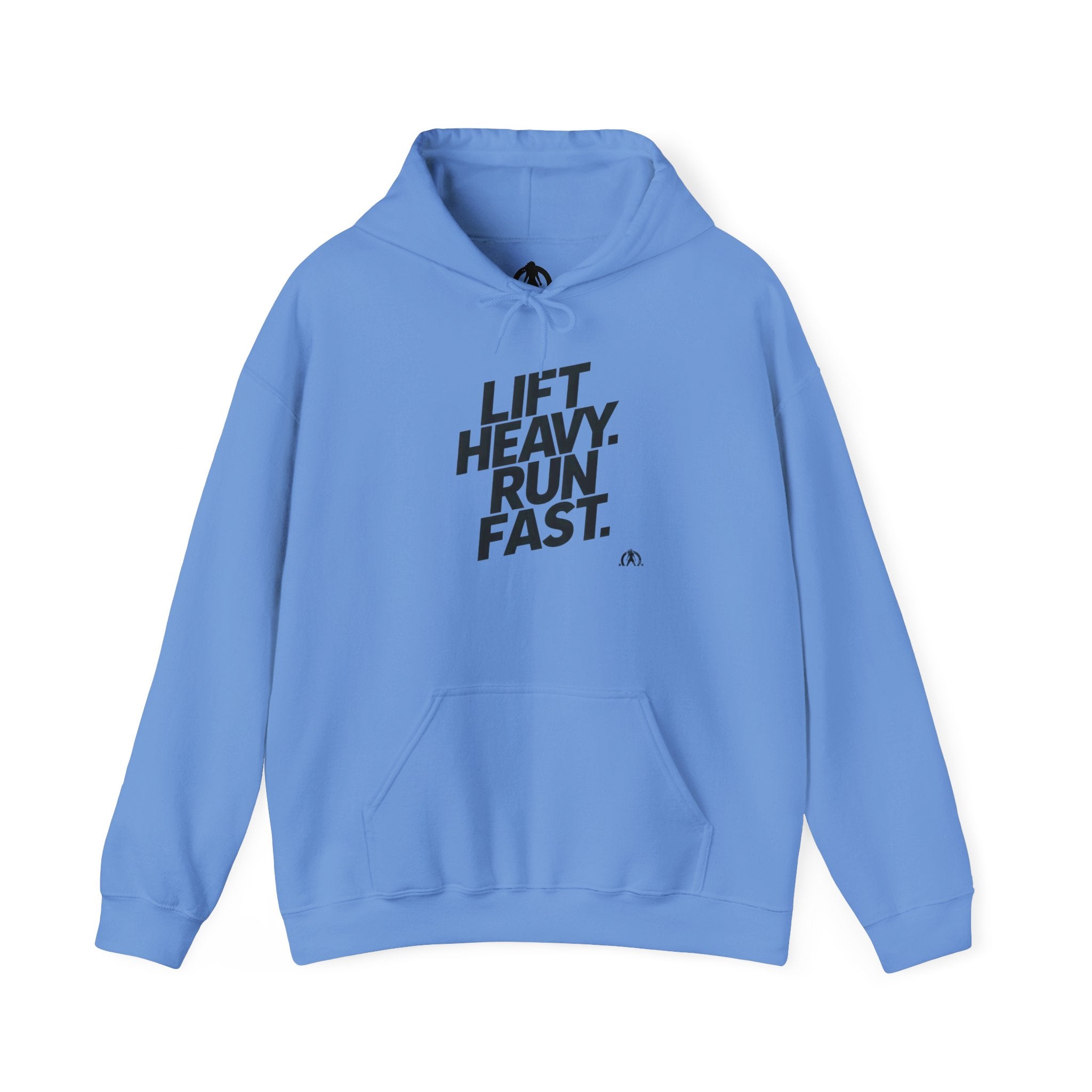 Lift Heavy Run Fast – Unisex Heavy Blend™ Hooded Sweatshirt (Front Black Logo) 🏋️‍♂️🏃‍♀️🖤
