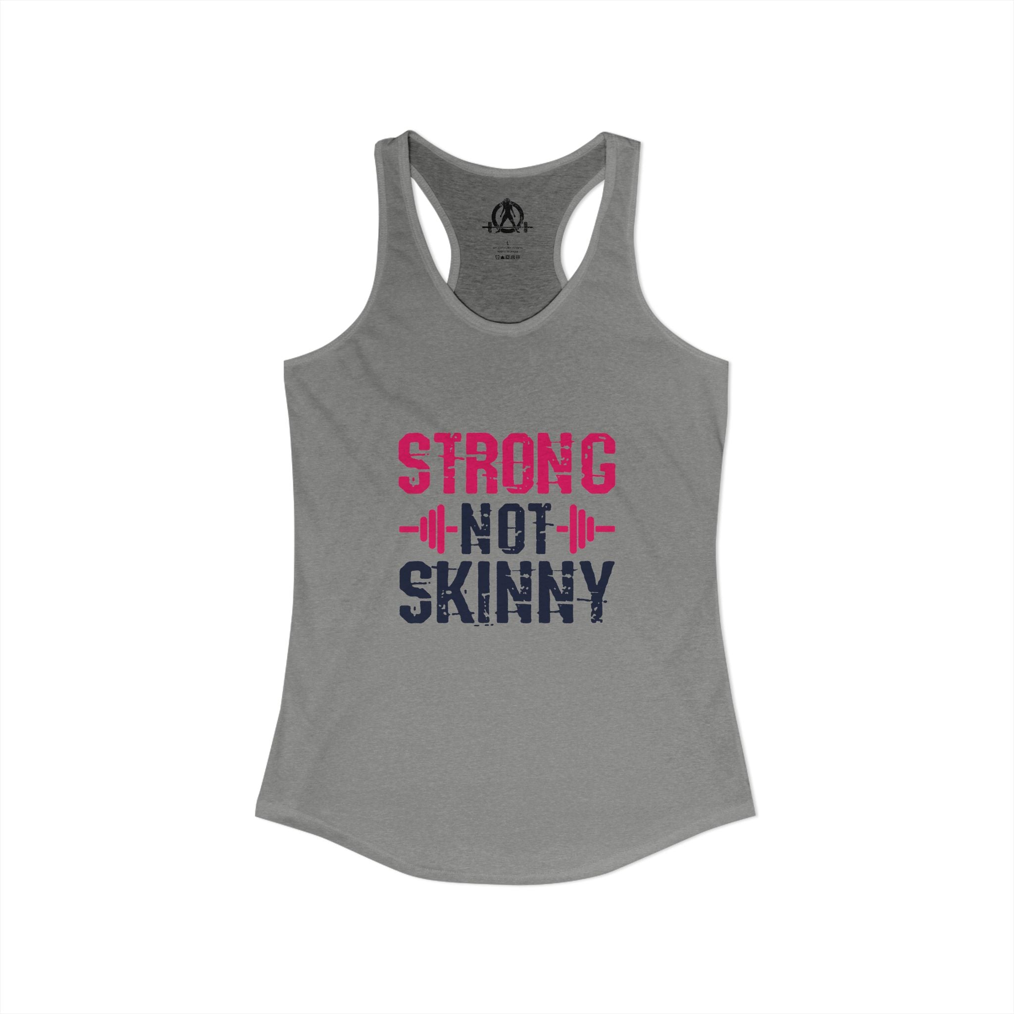 Strong Not Skinny - Color Distressed Logo - Women's Ideal Racerback Tank - Front & Back Print