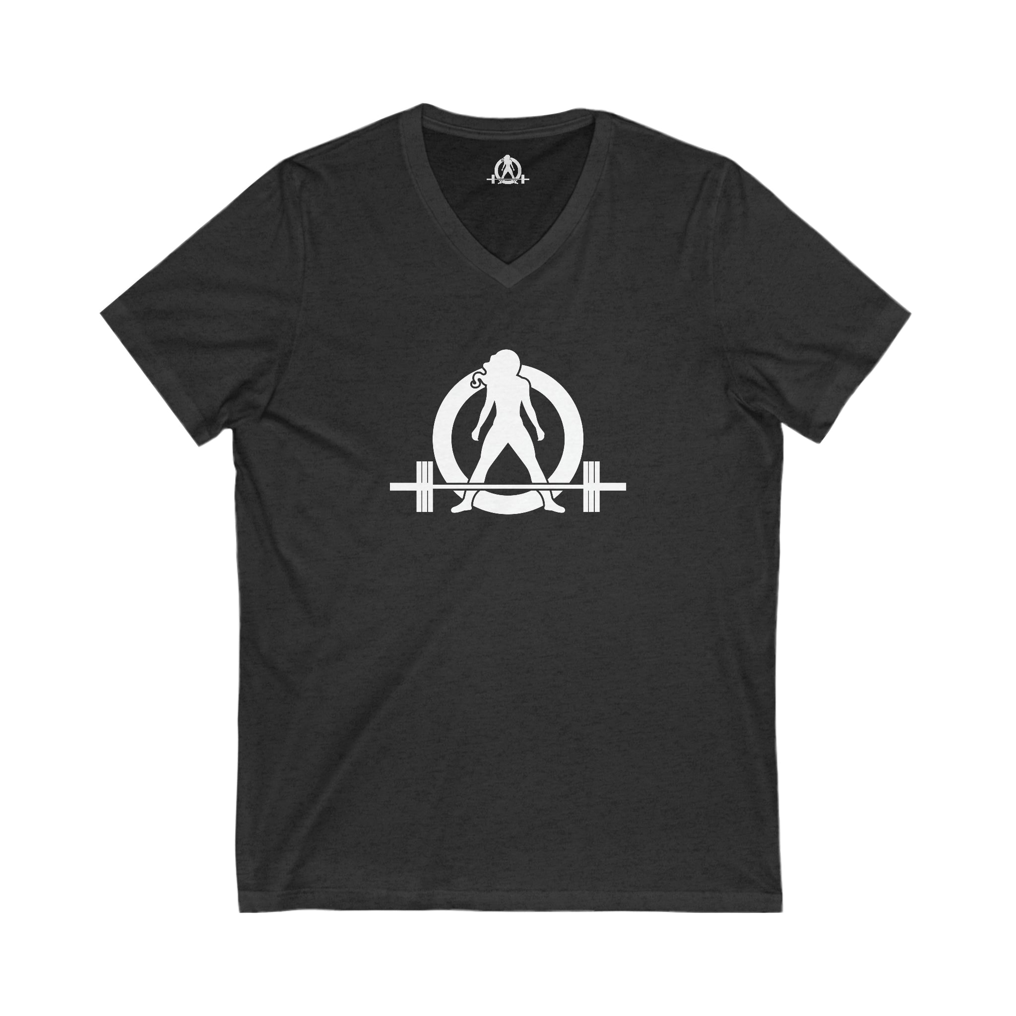 Goal Weight Strong AF - Unisex Jersey Short Sleeve V-Neck Tee - Front & Back White Print