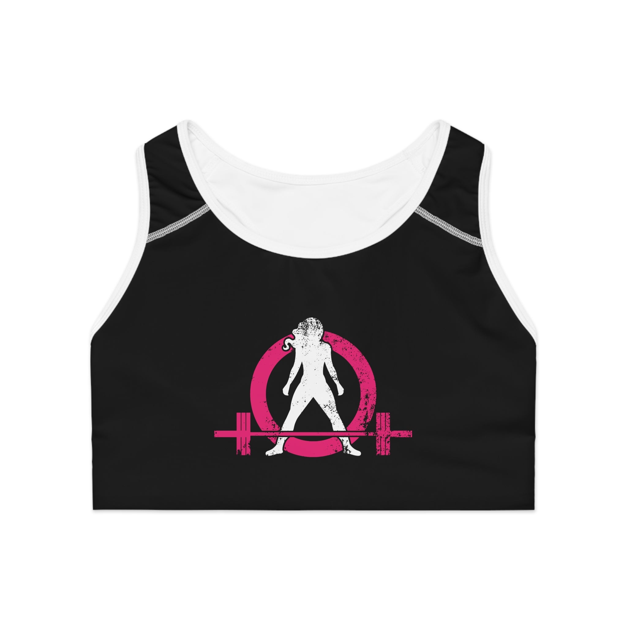 WWLW Sports Bra (AOP) - Color Distressed Logo - Black