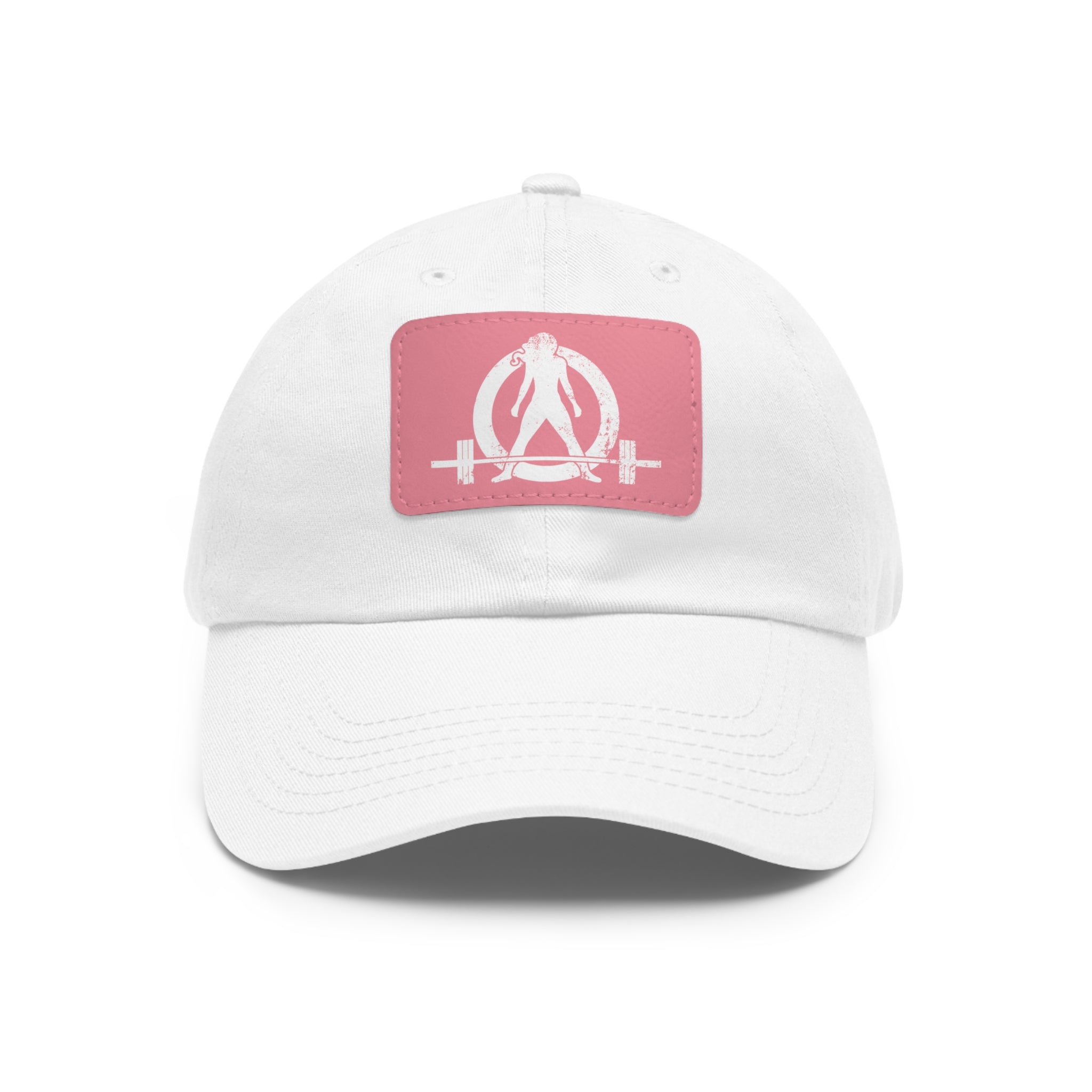 Distressed - Dad Hat with Leather Patch (Rectangle) - White Font