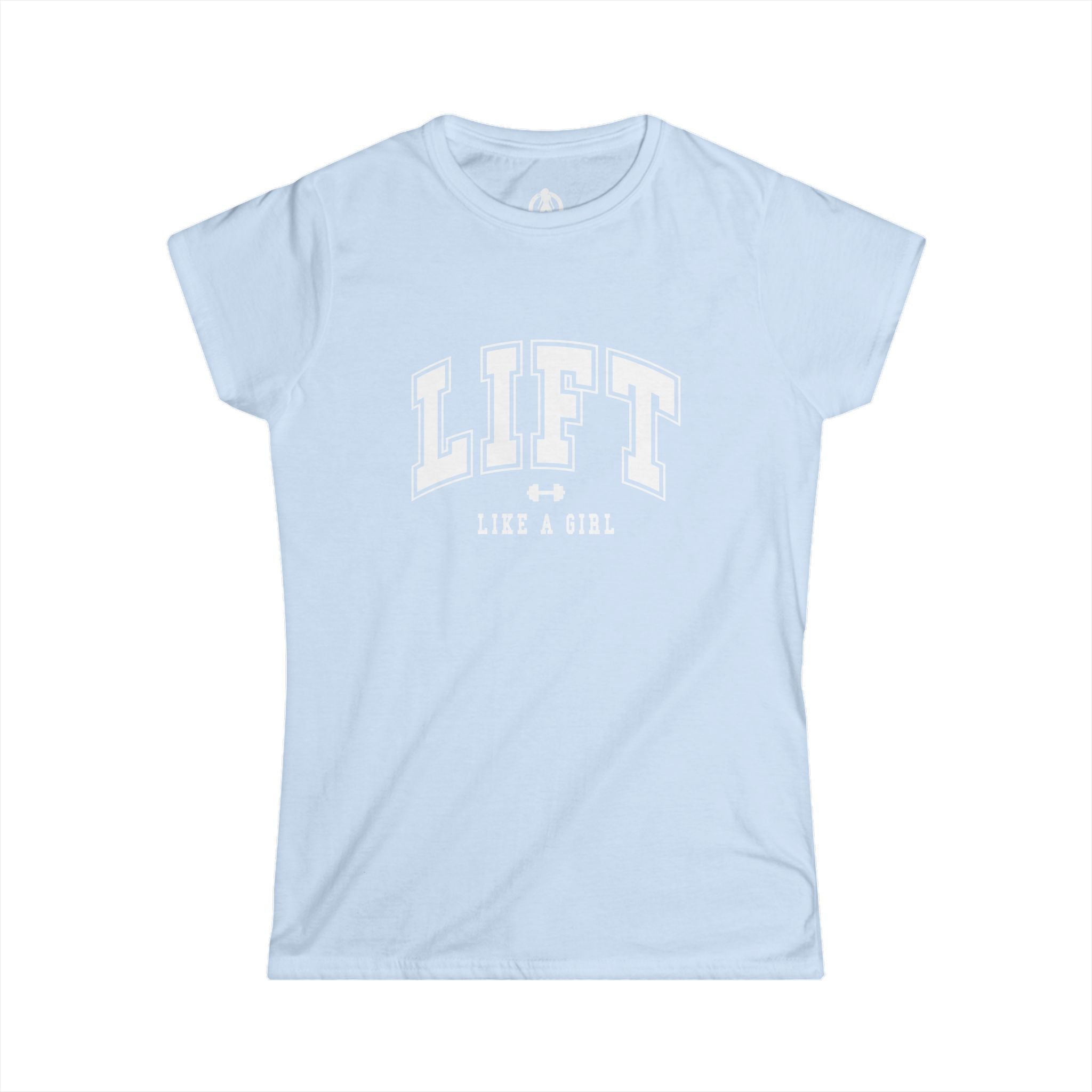 Lift Like A Girl - Women's Softstyle Tee - White Logo Main Front & Back