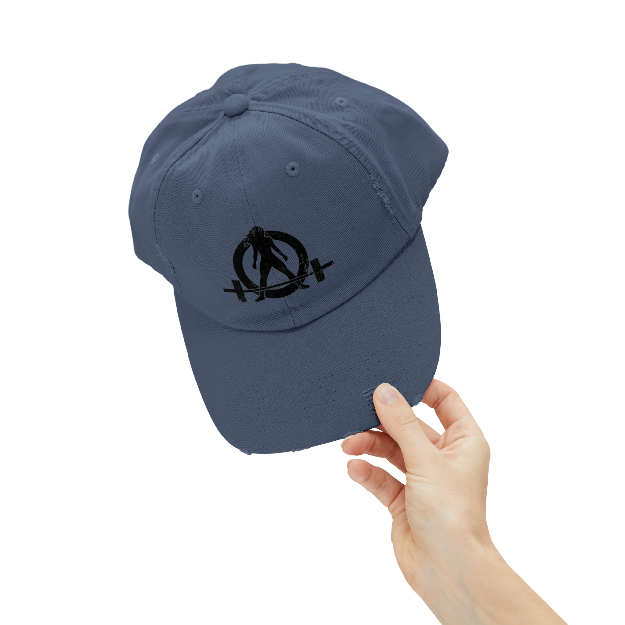 Unisex Distressed Cap - Classic Black Logo