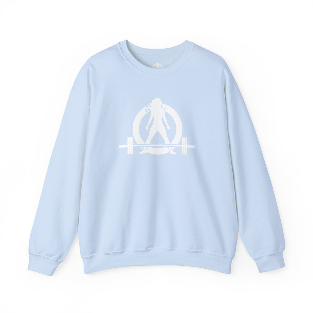 Workout To Burn Off The Crazy - Unisex Heavy Blend™ Crewneck Sweatshirt - Front White Logo - Front & Back Print